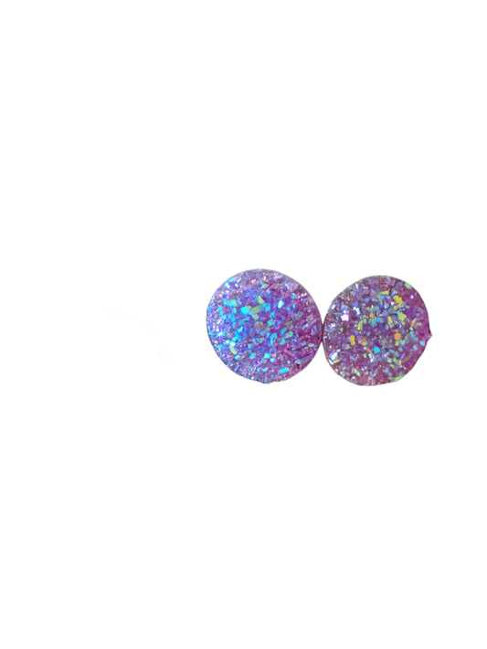 Sparkling Purple Druzy Post Earrings
