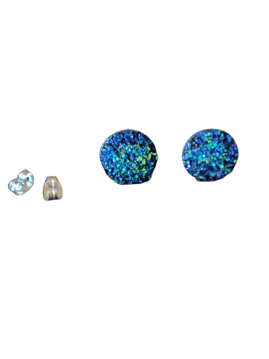 Sparkling Blue Druzy Post Earrings