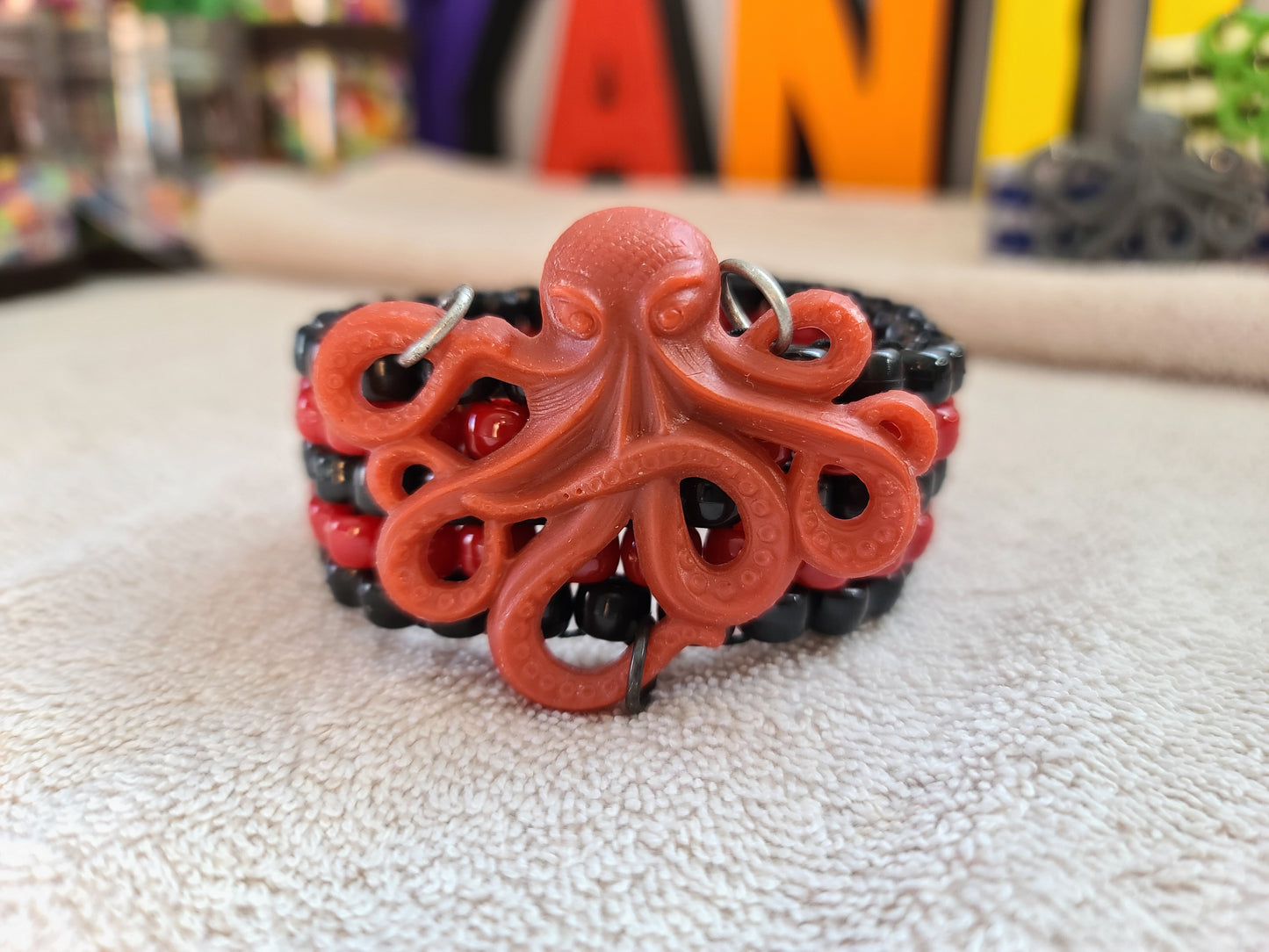 Octopus Kandi Cuff in Red and Black