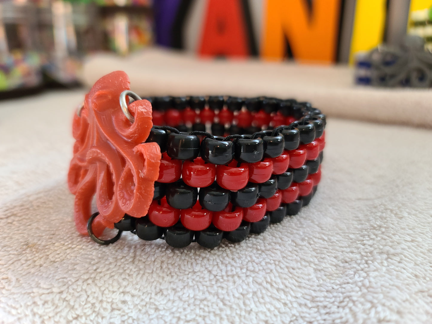 Octopus Kandi Cuff in Red and Black